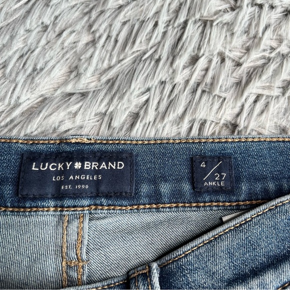 Lucky Brand Jeans Womens 4 Mid Rise Ava Skinny Whiskered Raw Hem Denim Blue - Picture 7 of 11